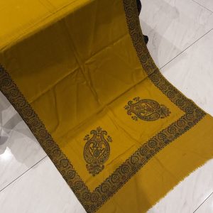 Zareen – Mustard Classic Border Pashmina Stole (28x80 Inches)