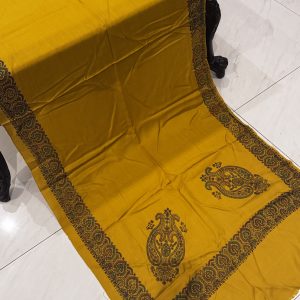Amber – Mustard Classic Border Pashmina Stole (28x80 Inches)