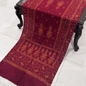 Meher – Maroon Full Embroidered Pashmina Stole (28x80 inches)