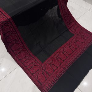 Afsana – Black Kani Border Shawl with Red Border (2.5 Yards)