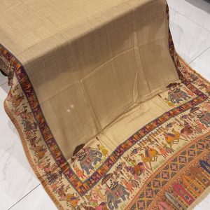 Elephant Style – Printed Pashmina Shawl in Medium Beige (2.5 Yards)