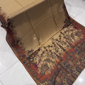 Nawabi – Dark Brown Beige Printed Pashmina Shawl