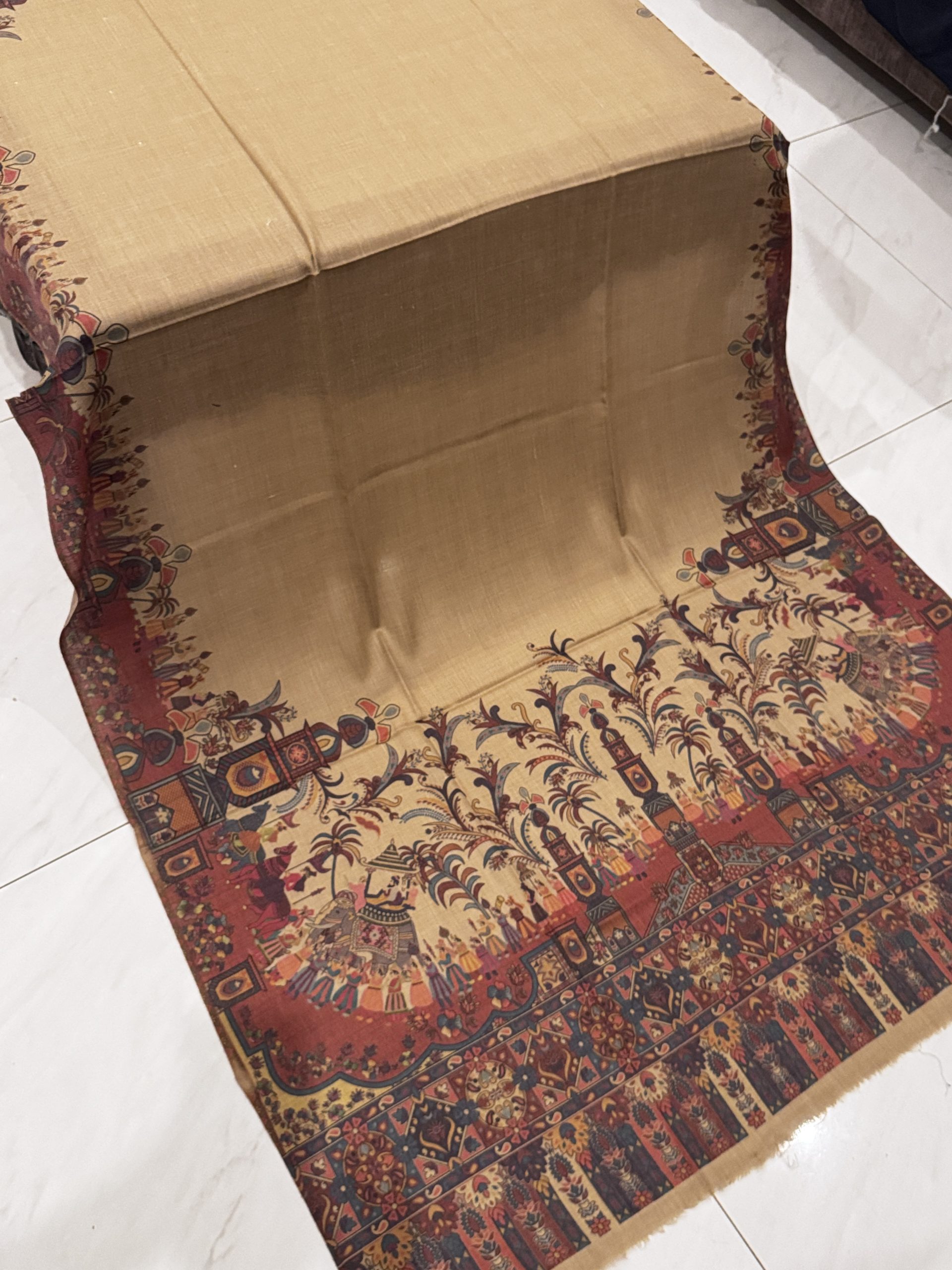 Shahkaar – Dark Beige Printed Pashmina Shawl