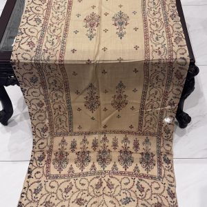 Azeen – Light Beige Pashmina Stole with Full Embroidery (28x80 inches)