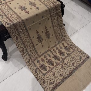 Shehnaz – Light Beige Pashmina Stole with Full Embroidery (28x80 inches)