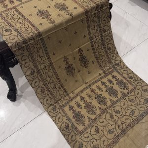 Laleh – Dark Beige Pashmina Stole with Full Embroidery (28x80 inches)