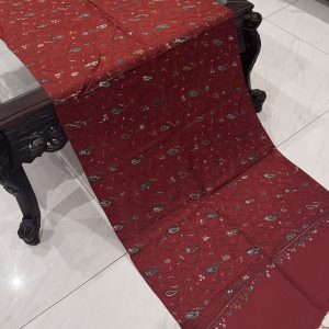 Sahar – Rust Pashmina Stole with Unique Full Embroidery (28x80 inches)