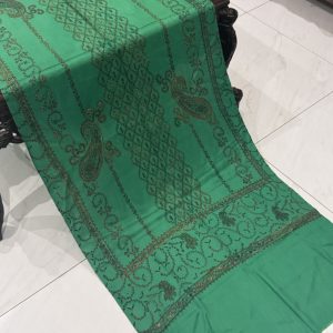 Liyana – Emerald Green Pashmina Stole with Unique Embroidery (28x80 inches)
