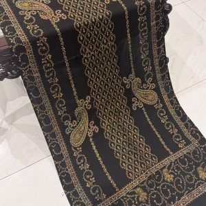 Zareen – Black Pashmina Stole with Unique Embroidery (28x80 inches)