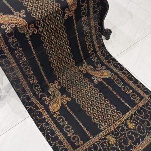 Ruqaya – Black Pashmina Stole with Unique Embroidery (28x80 inches)