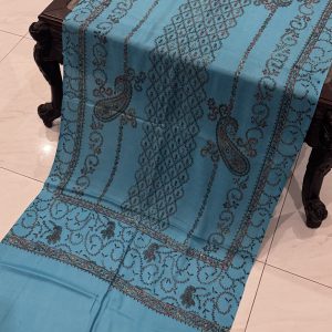 Afsheen – Firozi Pashmina Stole with Unique Embroidery (28x80 inches)