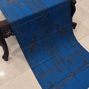 Sahira – Blue Pashmina Stole with Unique Embroidery (28x80 inches)