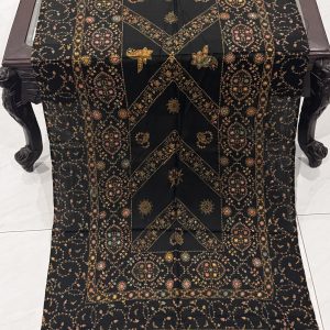 Hoorain – Black Pashmina Stole with Amazing Full Embroidery (28x80 inches)