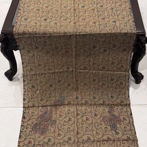 Ruqaya – Dark Beige Pashmina Stole with Classic Full Embroidery (28x80 inches)