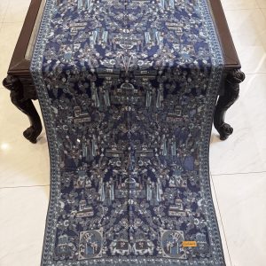 Afsheen – Blue Kani Cashmere Stole with Exquisite Mughal Art Design (28x70 inches)