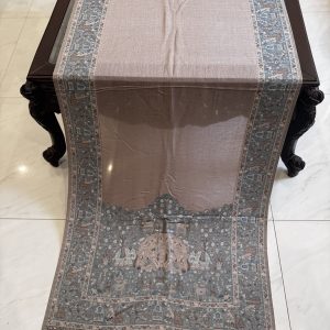 Shahkaar – Dark Beige Kani Cashmere Stole with Elephant Border Design (28x70 inches)