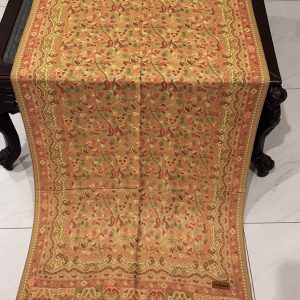 Zayaan – Mustard Beige Kani Cashmere Stole with Full Artistic Design (28x70 inches)