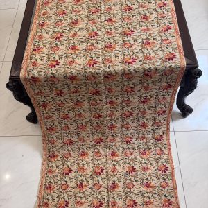 Gulnaz – Beige Pashmina Stole with Floral Aari Embroidery (28x80 inches)