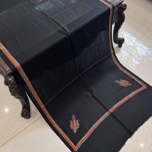 Black Kingri Style Border Embroidered Stole (28x80 inches)