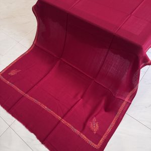 Maroon Kingri Style Border Embroidered Shawl (2.5 yards)