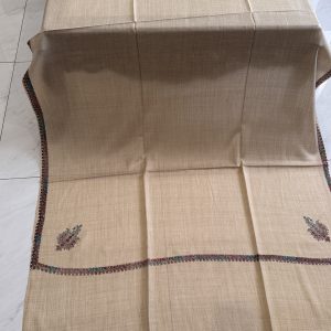 Creamy Beige Kingri Style Border Embroidered Shawl (2.5 yards)