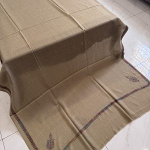 Dark Beige Kingri Style Border Embroidered Shawl (2.5 yards)