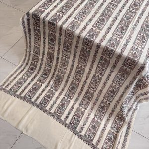 Eternal Grace – Full Embroidered Off White Pashmina Shawl