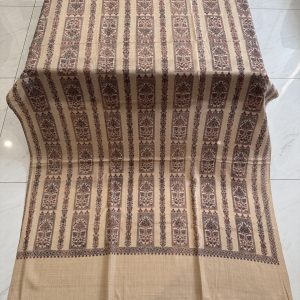 Eternal Grace – Full Embroidered Cream Pashmina Shawl