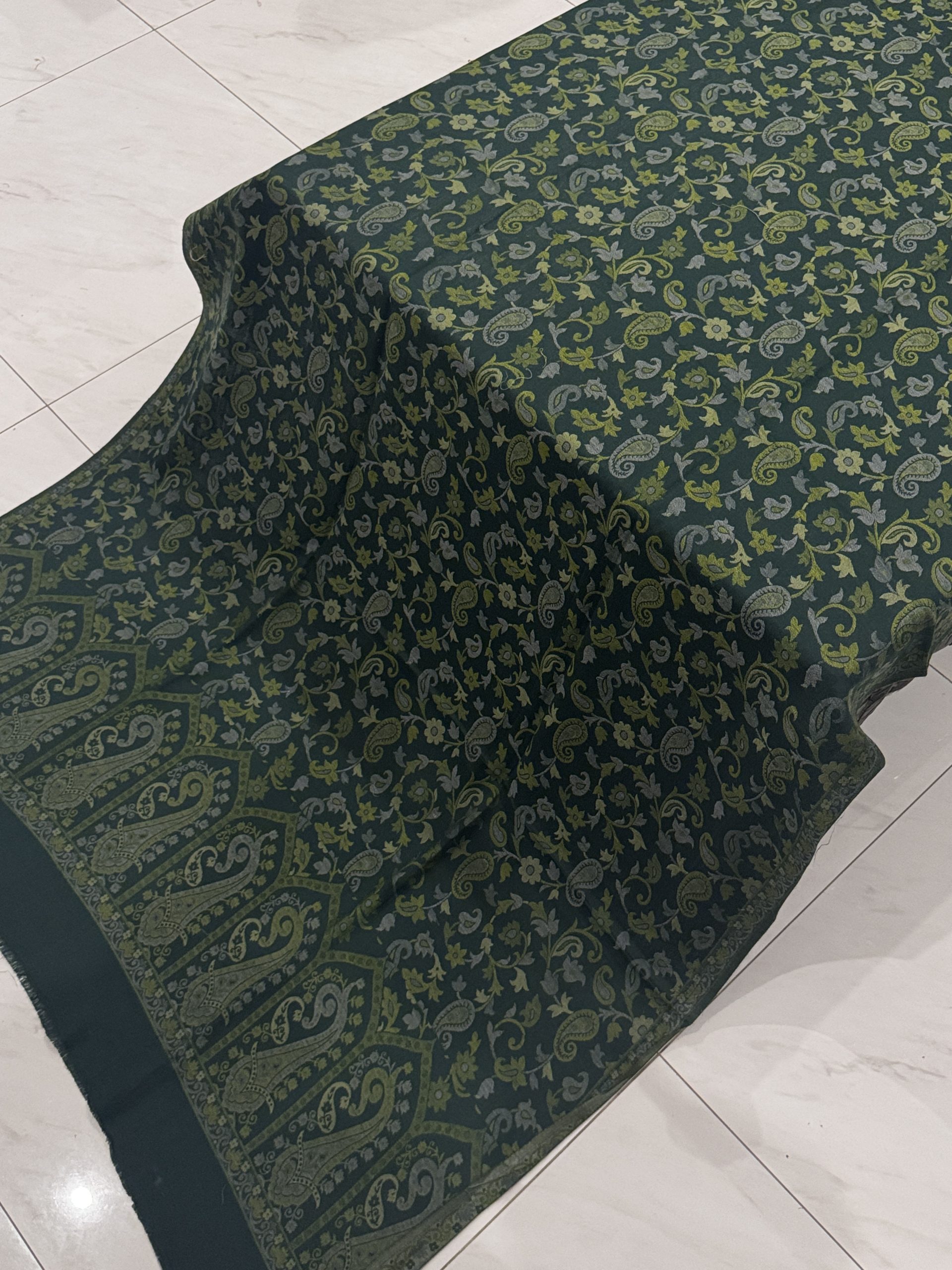 Bottle Green Kani Shawl with Classic Design