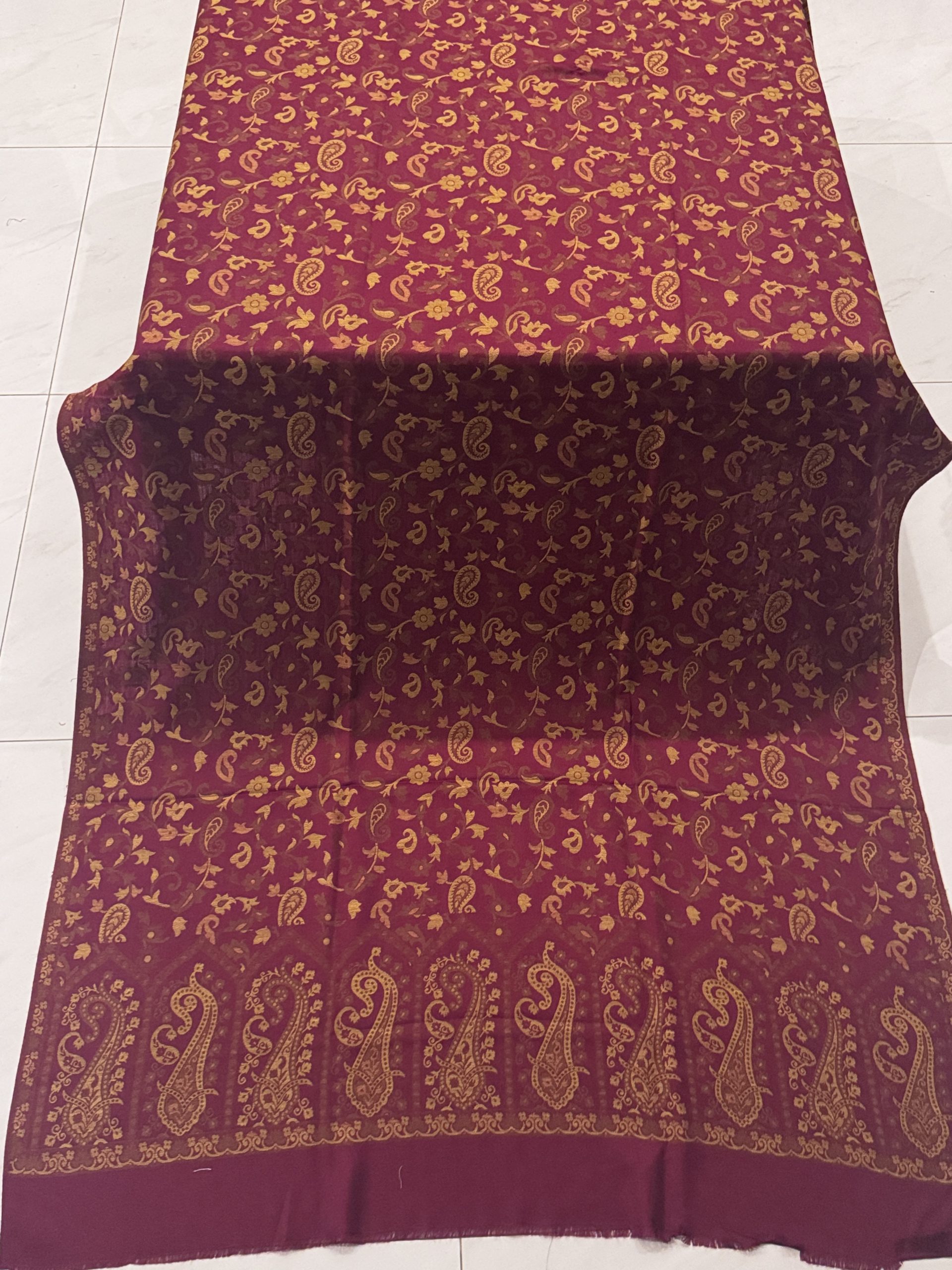 Maroon Kani Shawl with Gold Design
