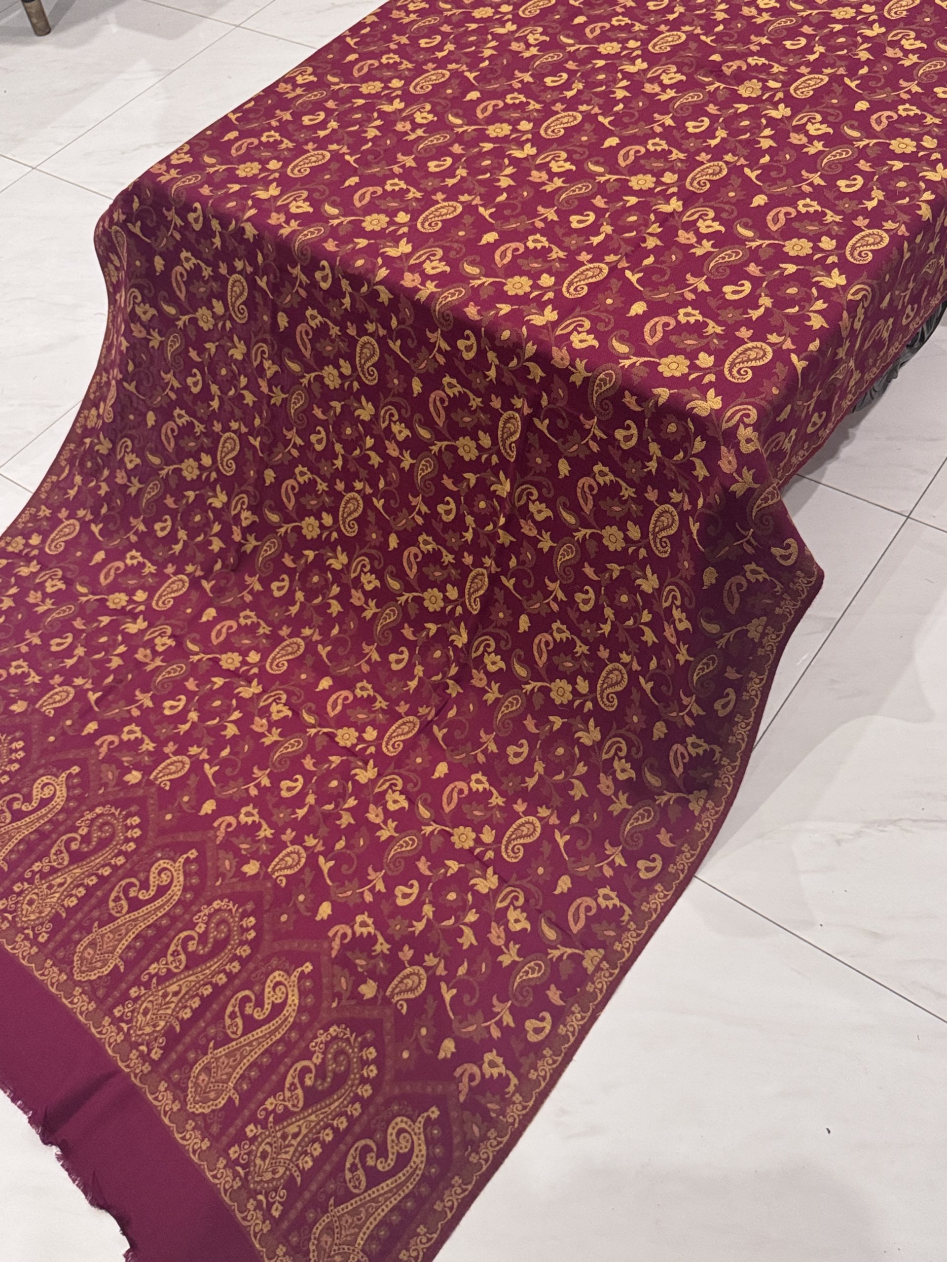 Maroon Kani Shawl with Gold Design - Image 3