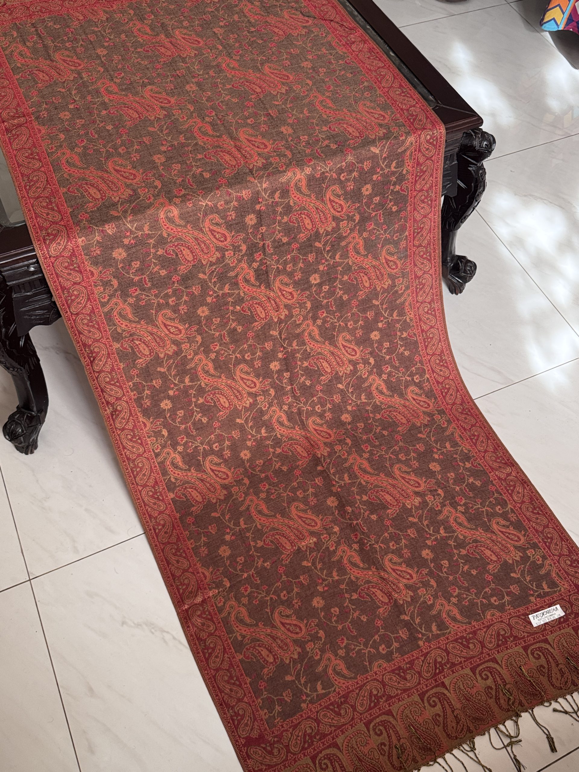 Bohemia Style Brownish Rust Pashmina Stole (28 x 70 inches) - Image 3