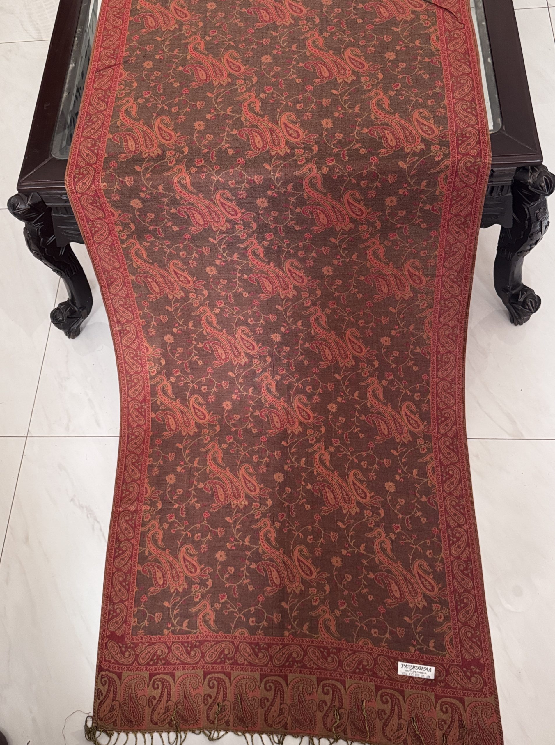 Bohemia Style Brownish Rust Pashmina Stole (28 x 70 inches) - Image 2