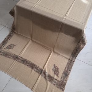 Big Border Embroidered Light Beige Shawl