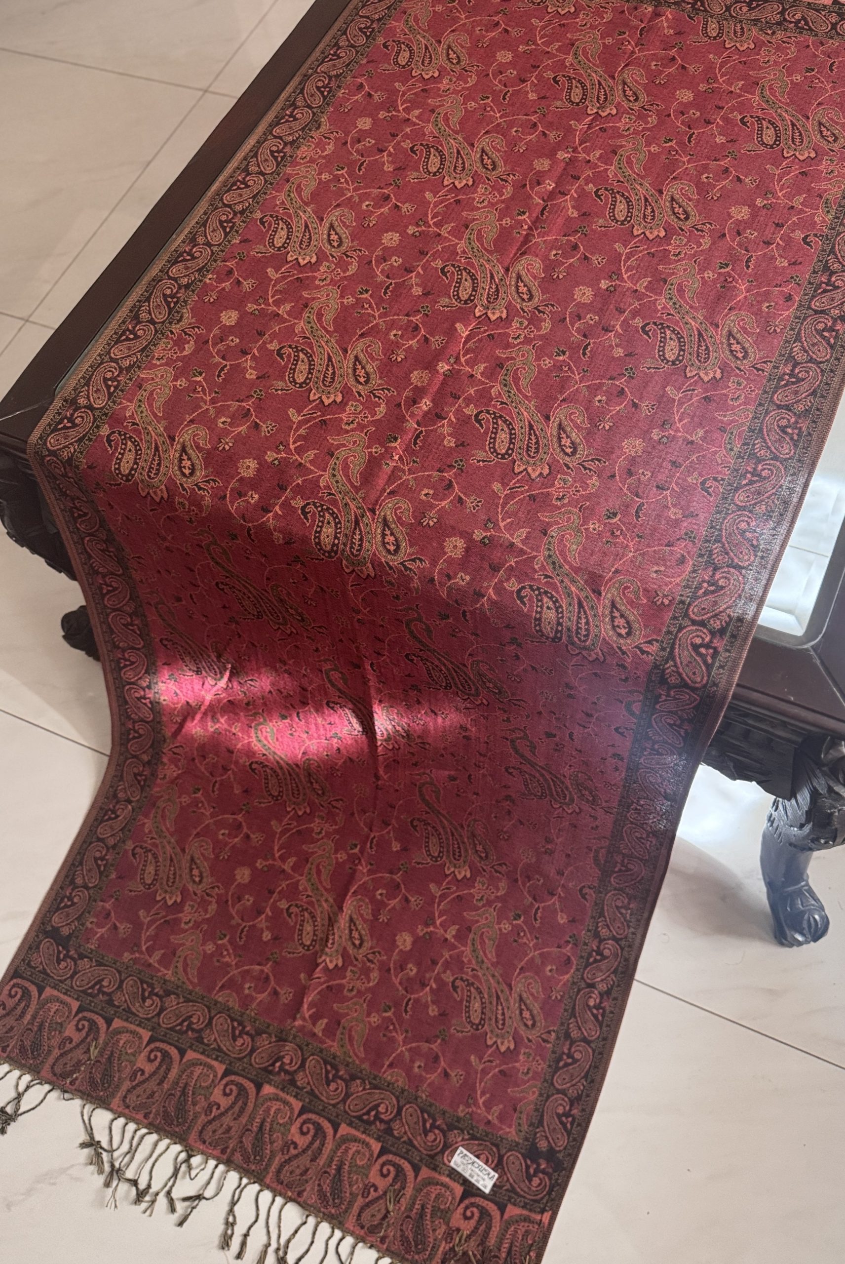 Bohemia Style Maroon Pashmina Stole (28 x 70 inches) - Image 4