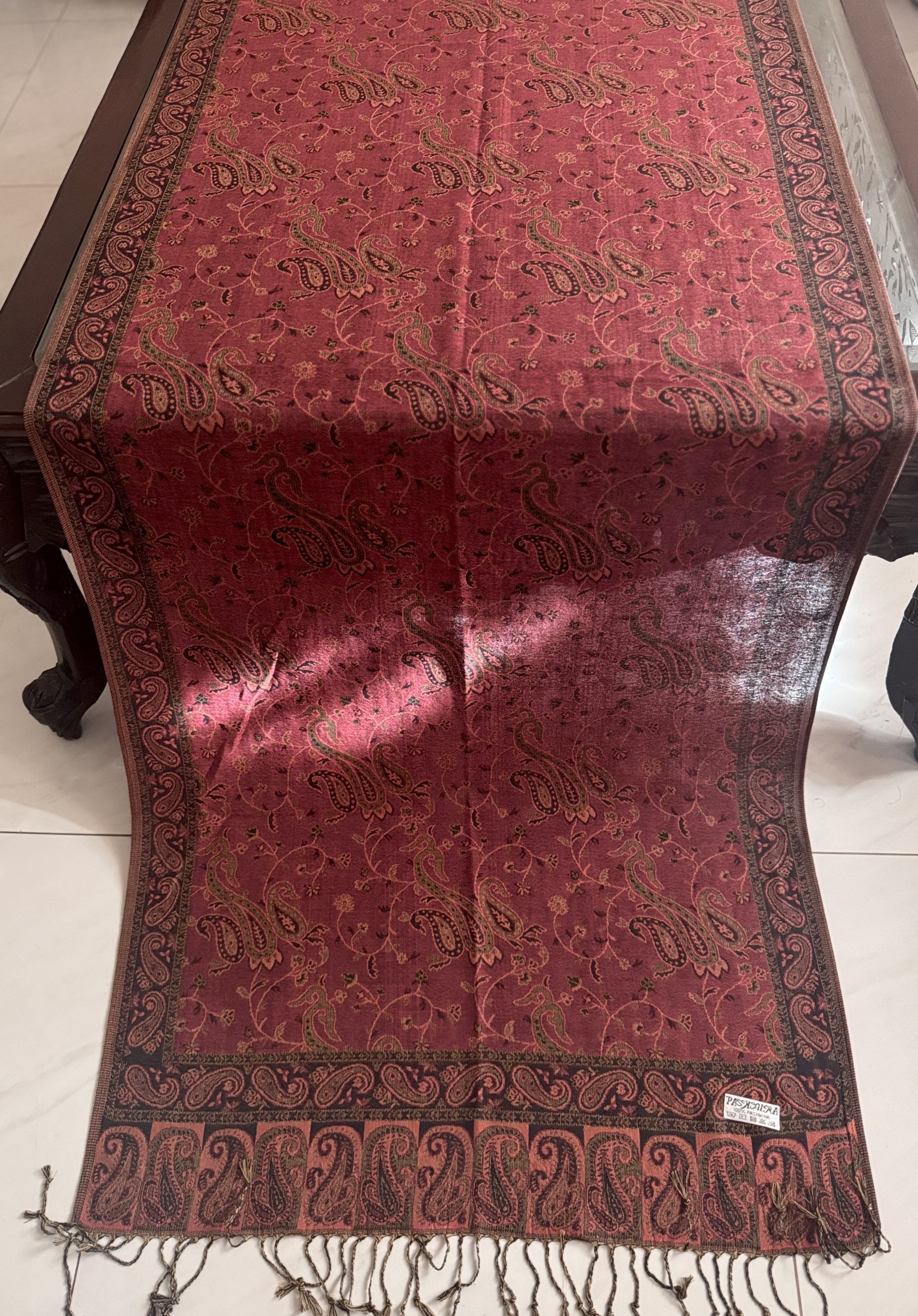 Bohemia Style Maroon Pashmina Stole (28 x 70 inches) - Image 2