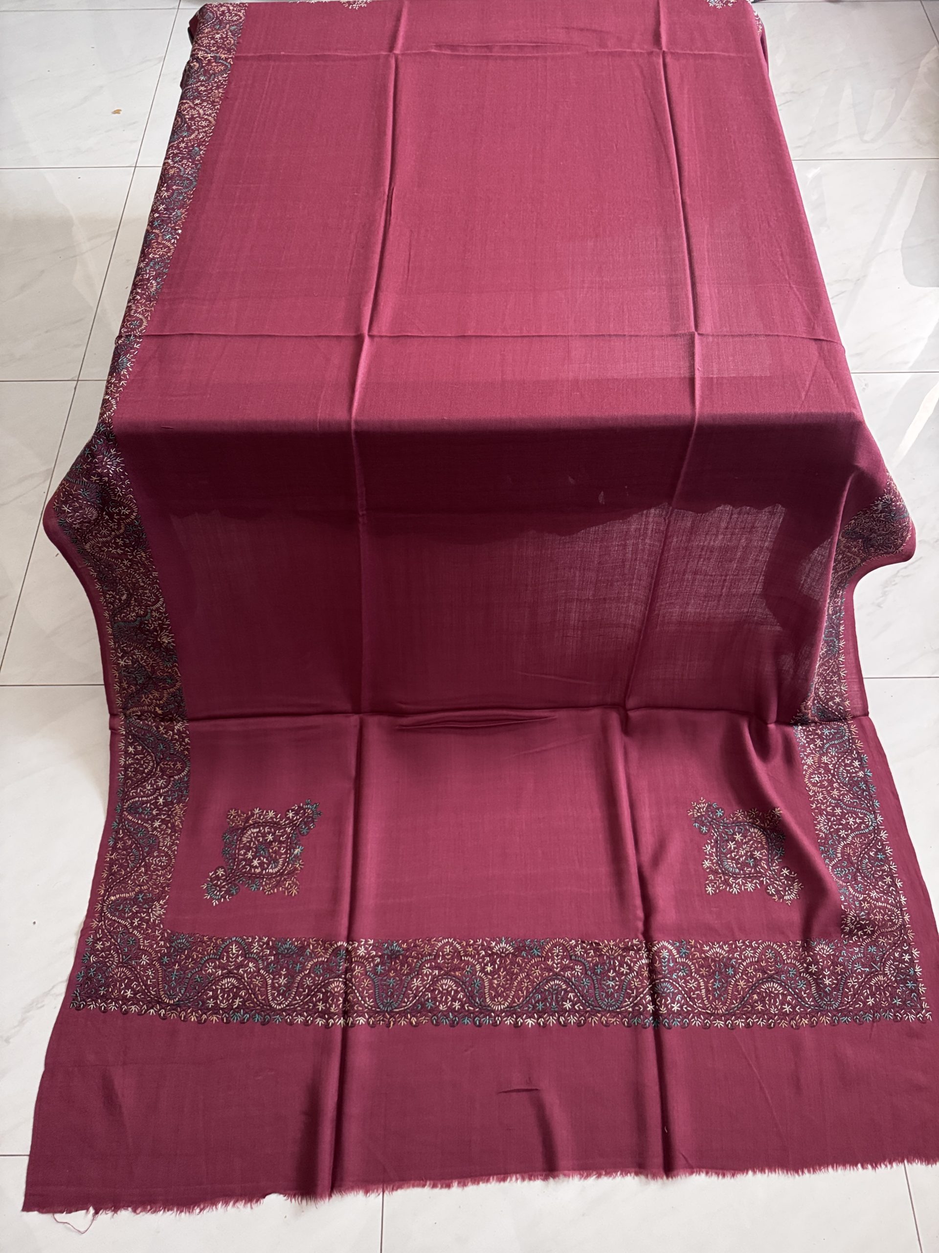 Big Border Pashmina Shawl in Mauve Colour