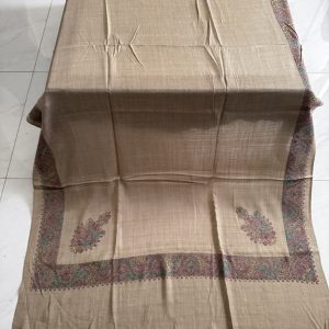 Big Border Pashmina Shawl in Dark Beige Colour