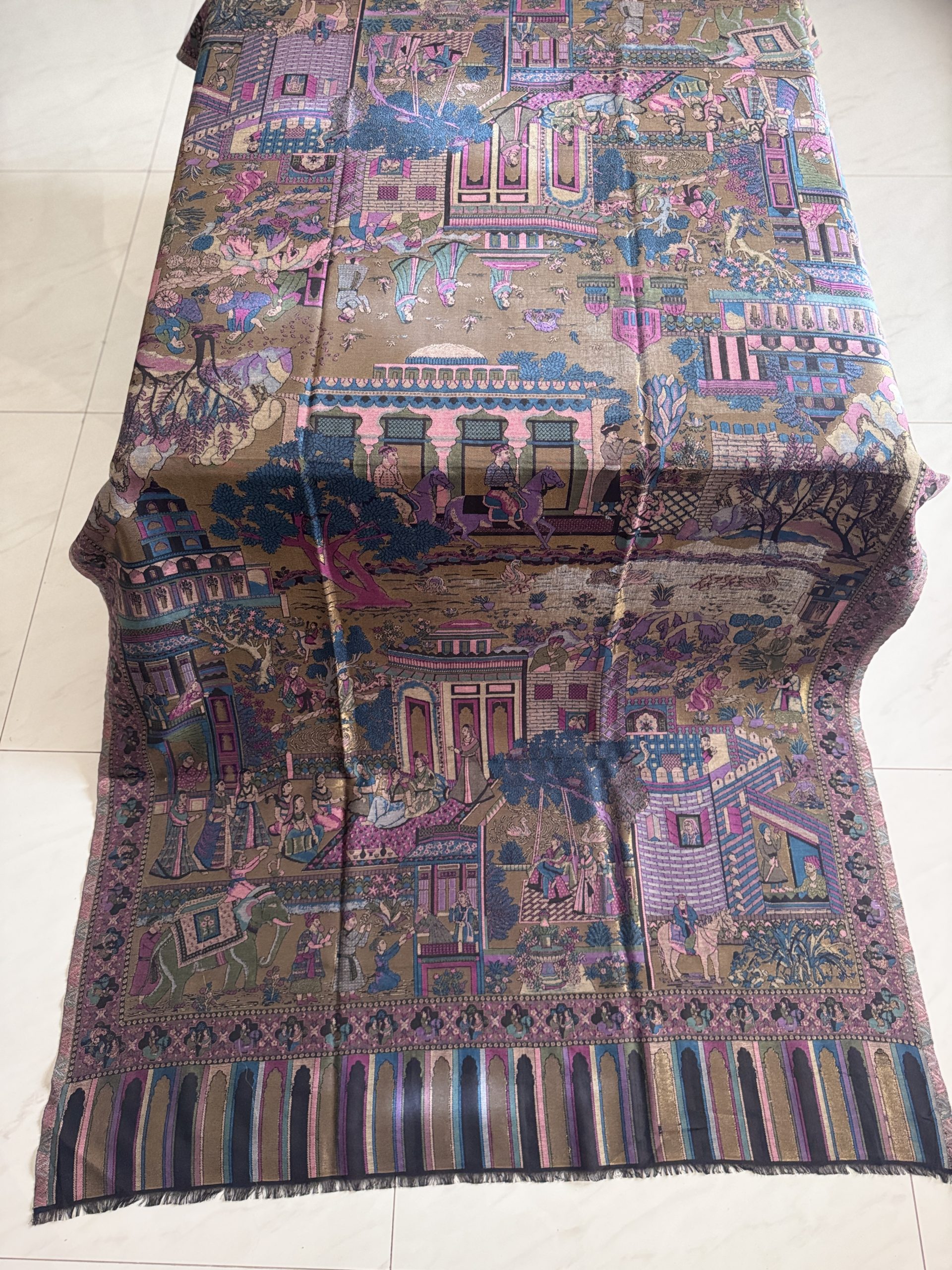 “Zinc & Gold Luminescence” Kani Moonlight Full Jaal Shawl