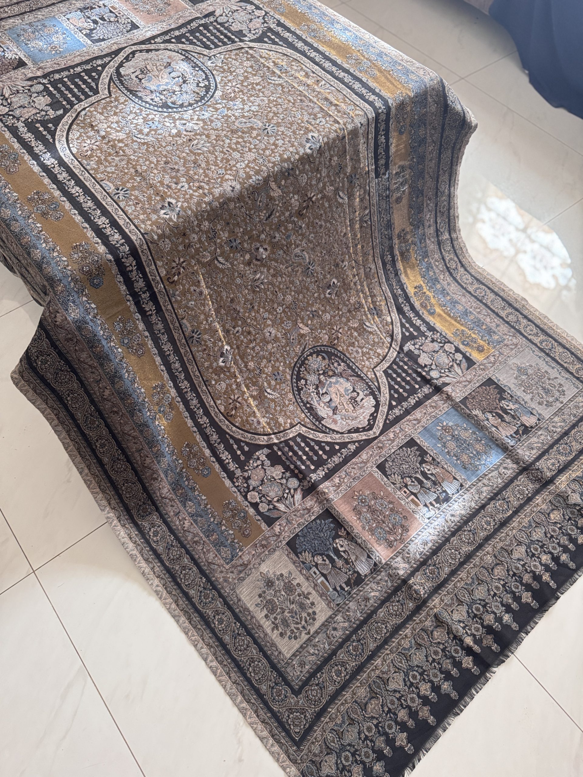 “Midnight Ember” Kani Moonlight Full Jaal Shawl