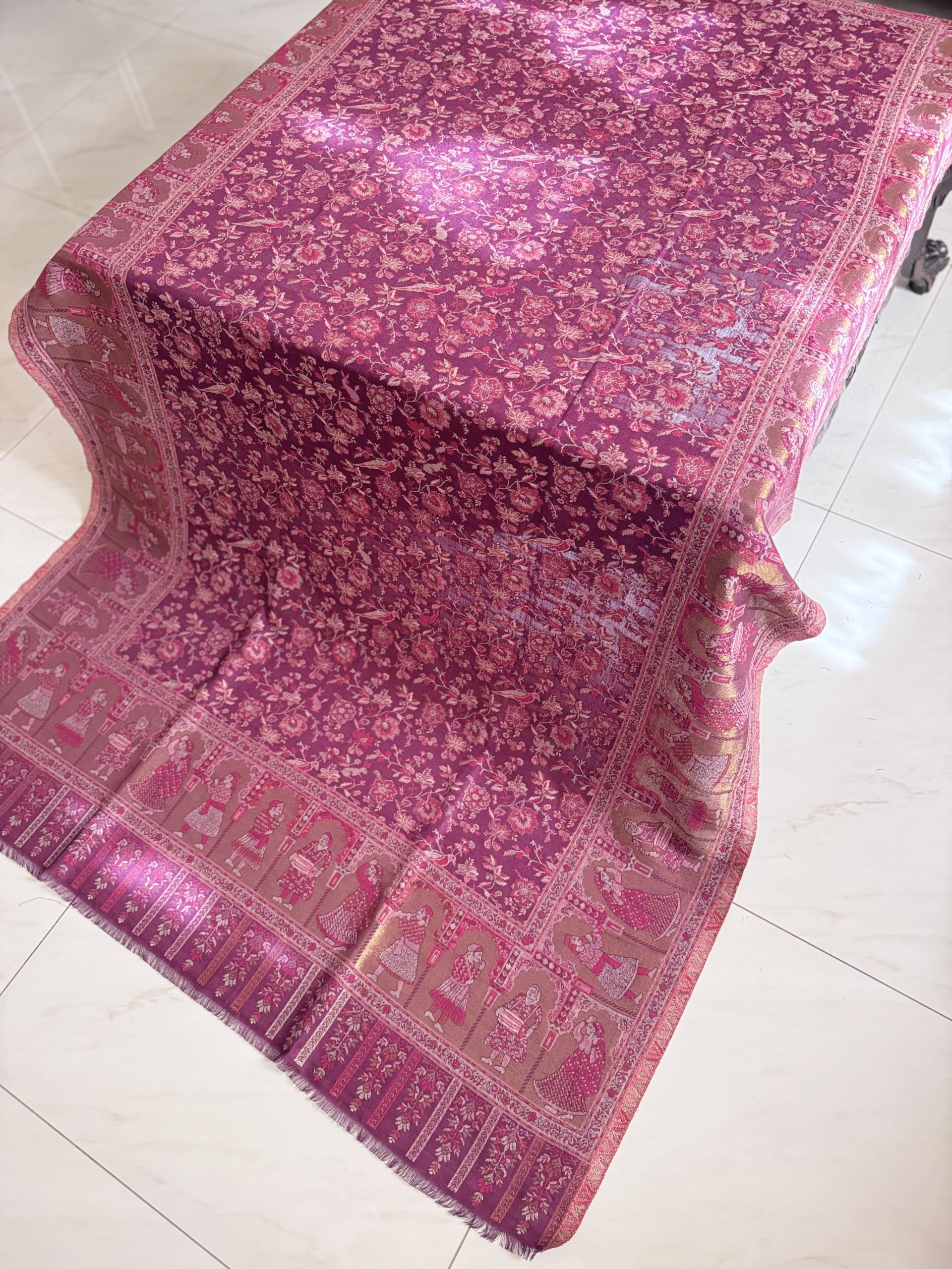 “Twilight Bloom” Kani Moonlight Full Jaal Shawl - Image 2