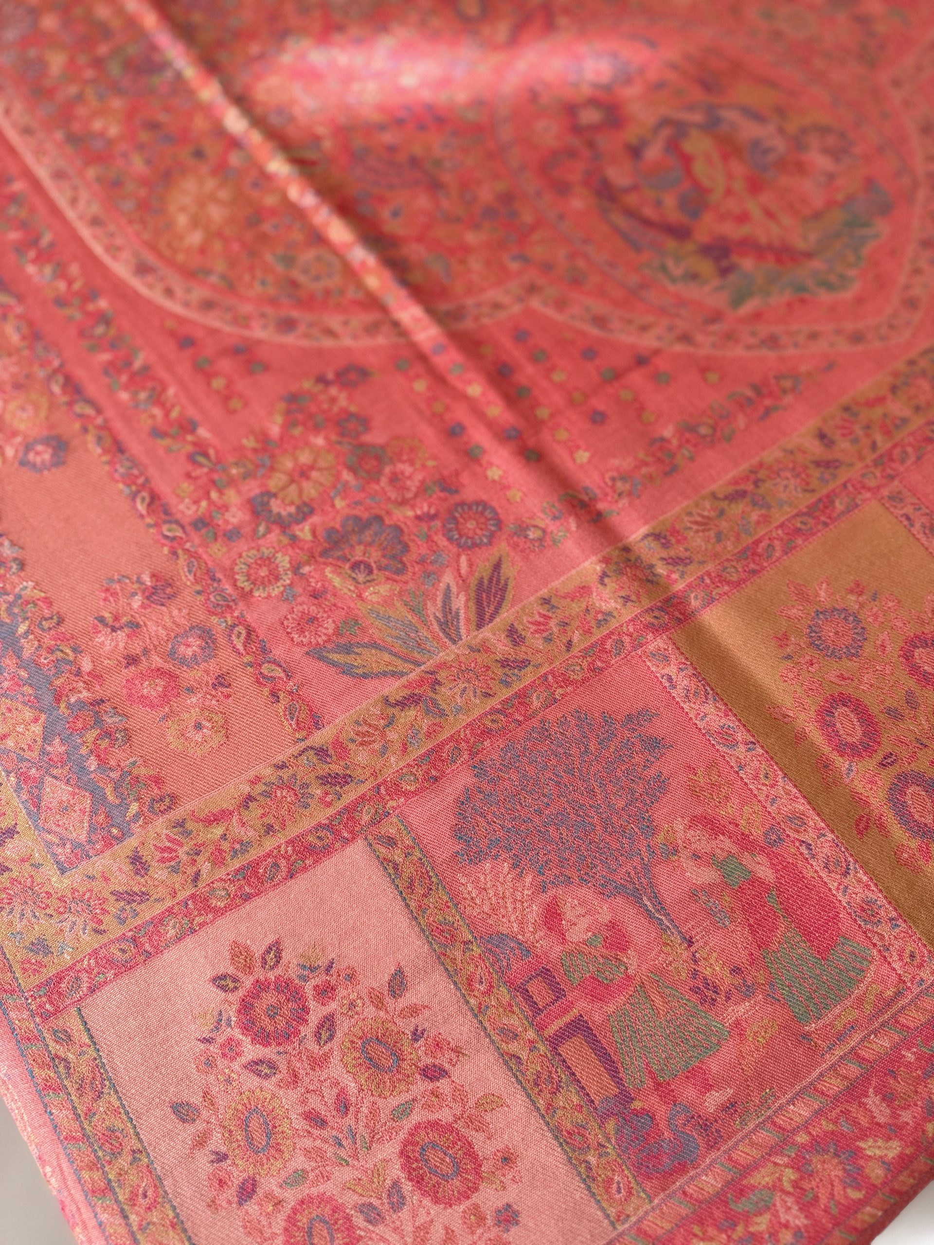 “Peach Dawn Serenade” Kani Moonlight Full Jaal Shawl (40x80) - Image 4