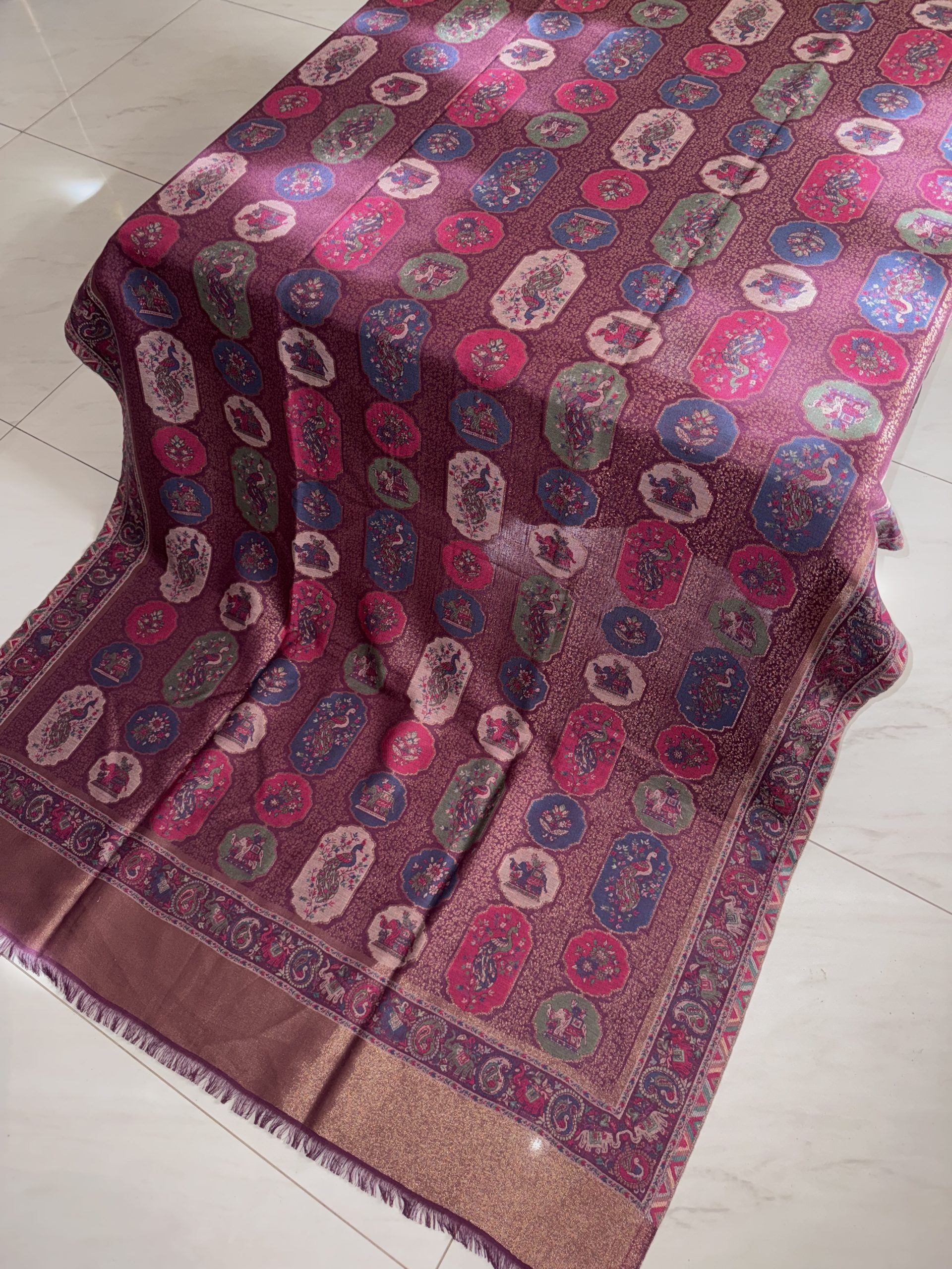 “Magenta Moon Aura” Kani Moonlight Full Jaal Shawl