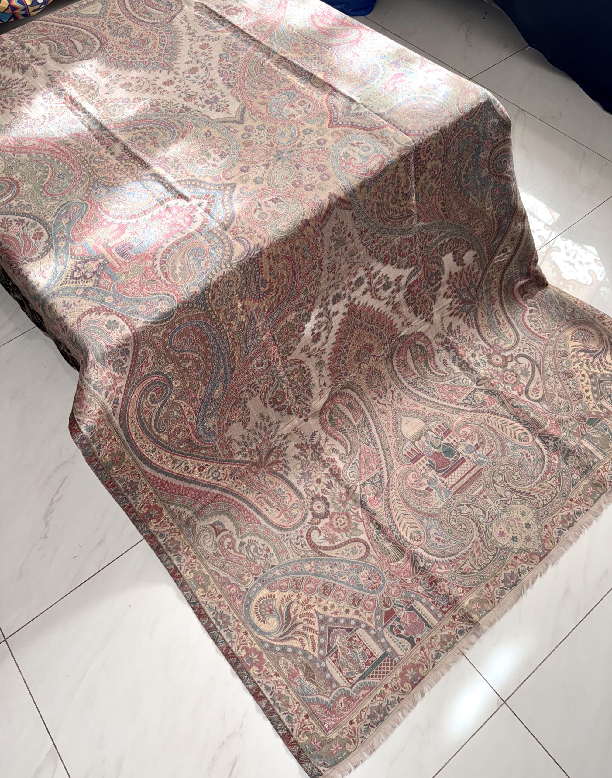 “Artisan Sandlight” Kani Moonlight Full Jaal Shawl - Image 3