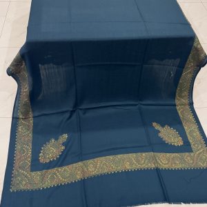 Zinc Colour Border Embroidered Pashmina Shawl