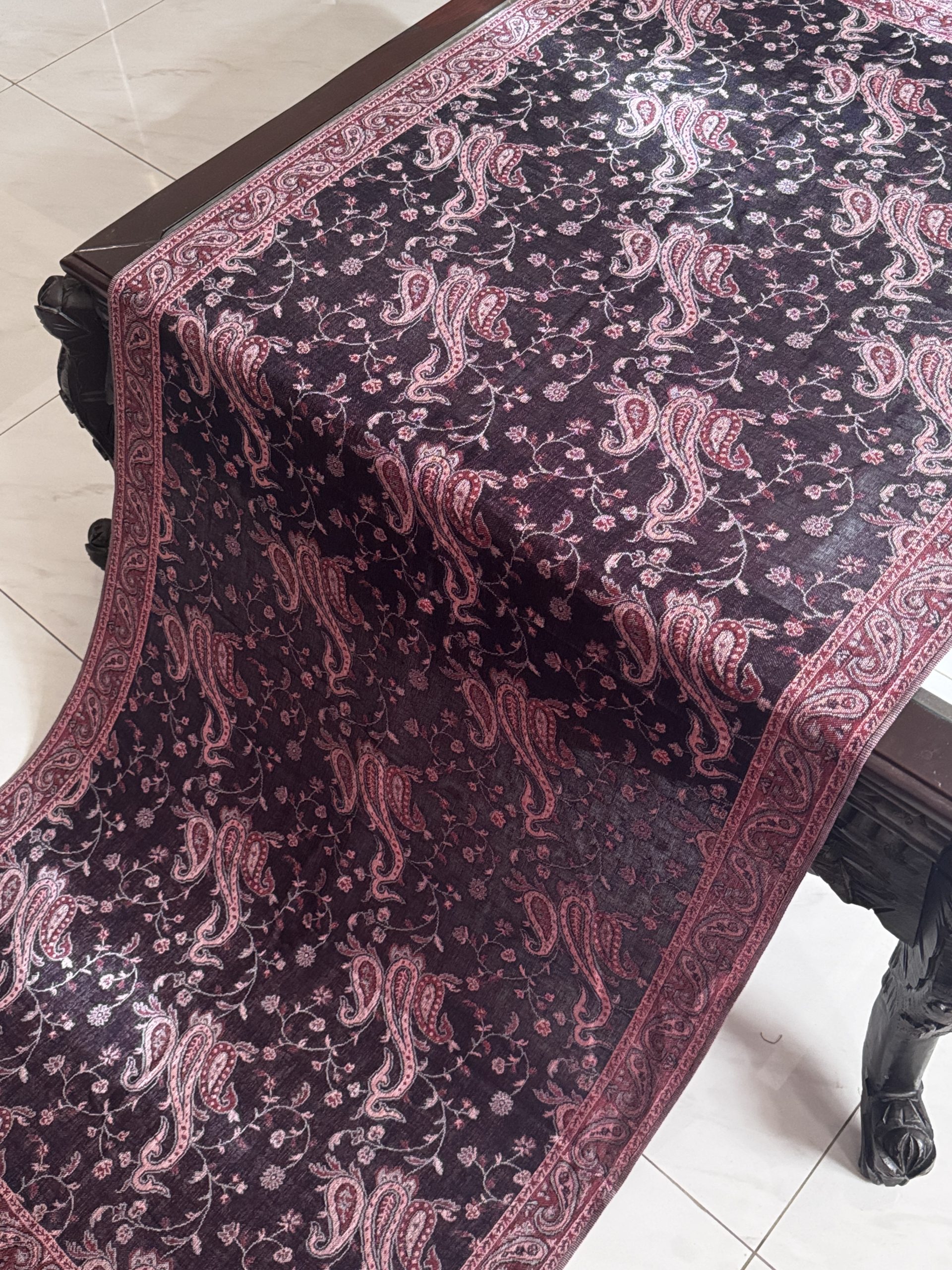 Bohemia Style Wine Pashmina Stole (28 × 70 Inches) - Image 2