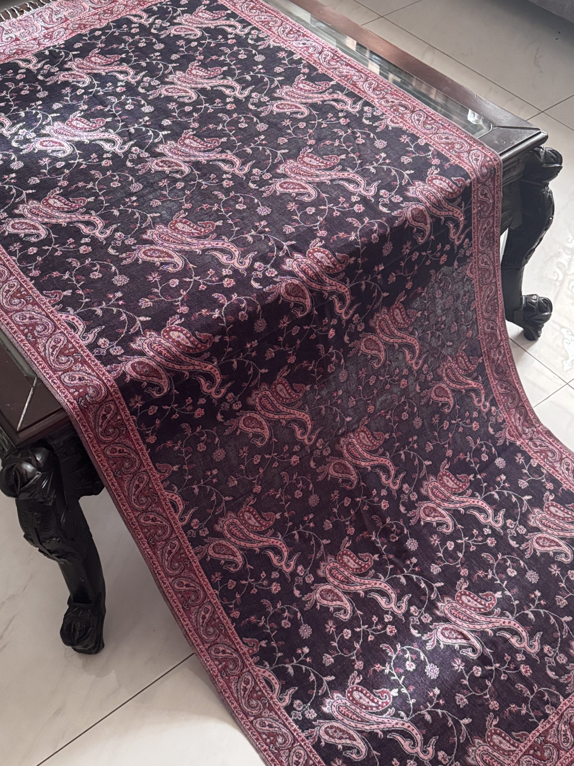 Bohemia Style Wine Pashmina Stole (28 × 70 Inches) - Image 3