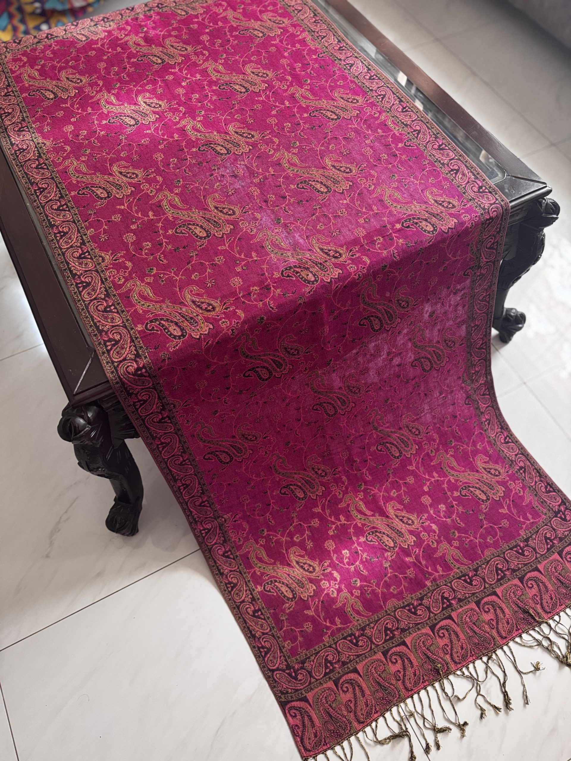 Bohemia Style Magenta Pashmina Stole (28 × 70 Inches) - Image 2