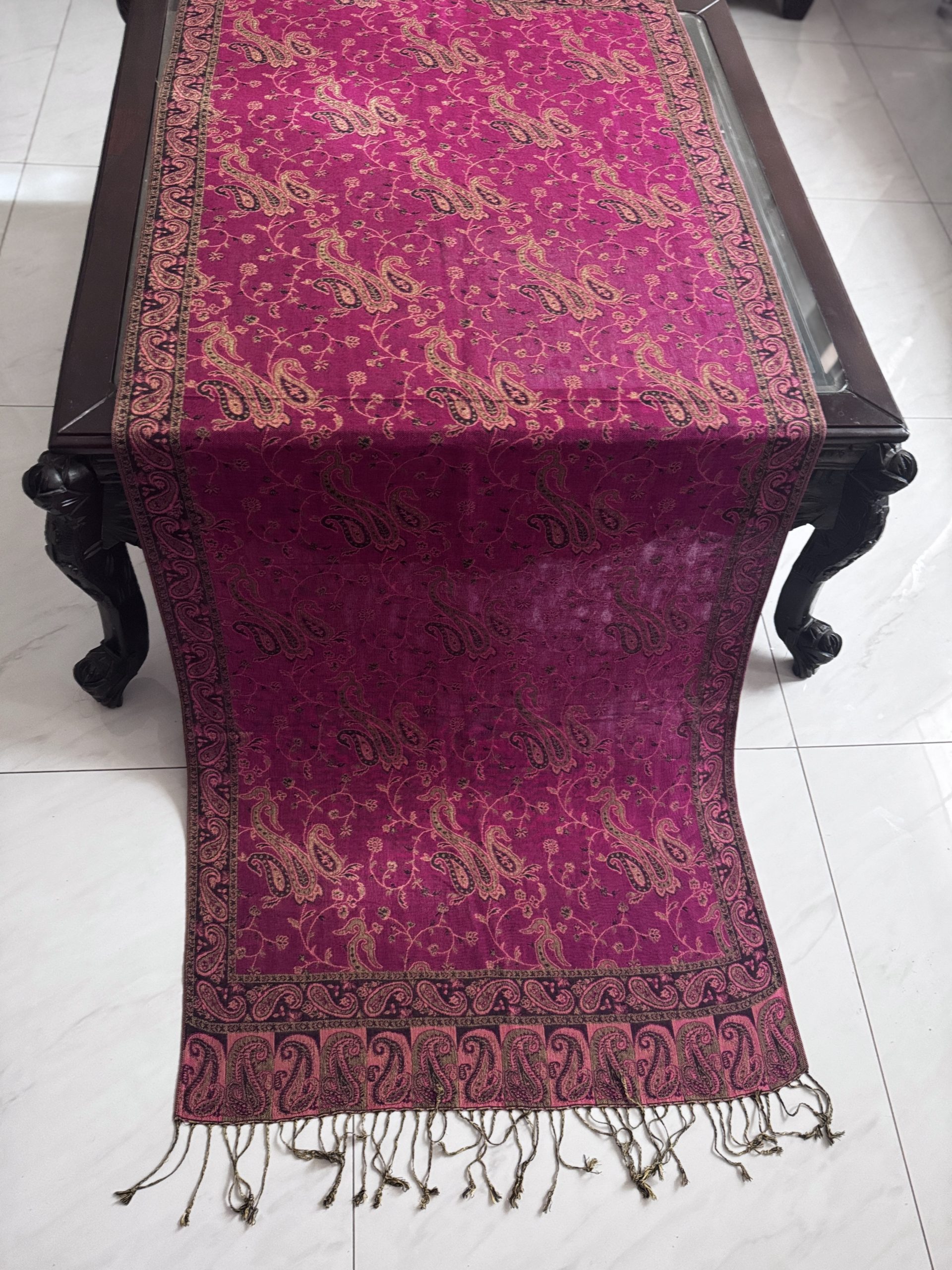 Bohemia Style Magenta Pashmina Stole (28 × 70 Inches) - Image 3