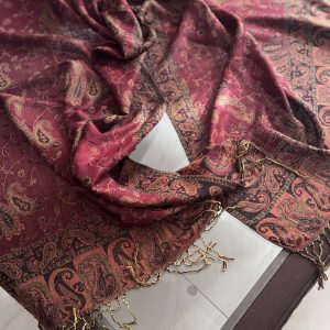Bohemia Style Burgundy Pashmina Stole (28 × 70 Inches)
